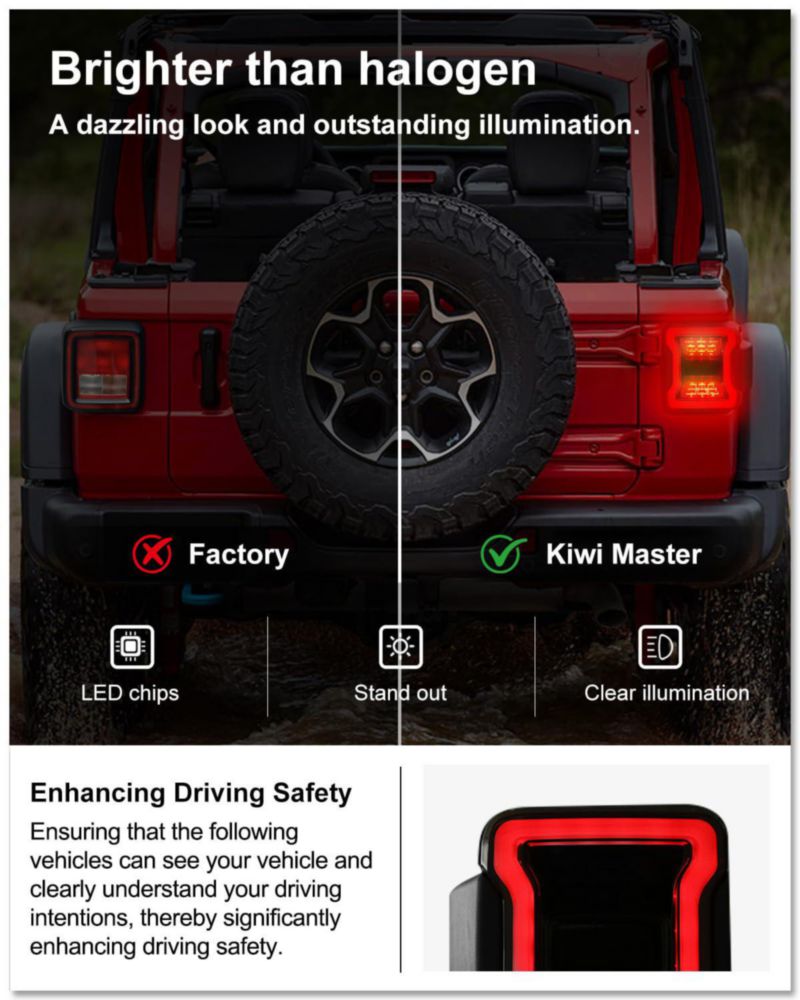 Luces traseras LED ahumadas Kiwi Master para Jeep Wrangler JL 2018‑2026