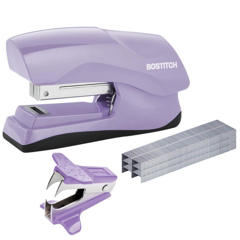Grapadora Bostitch de 40 hojas color lila - Pack de valor