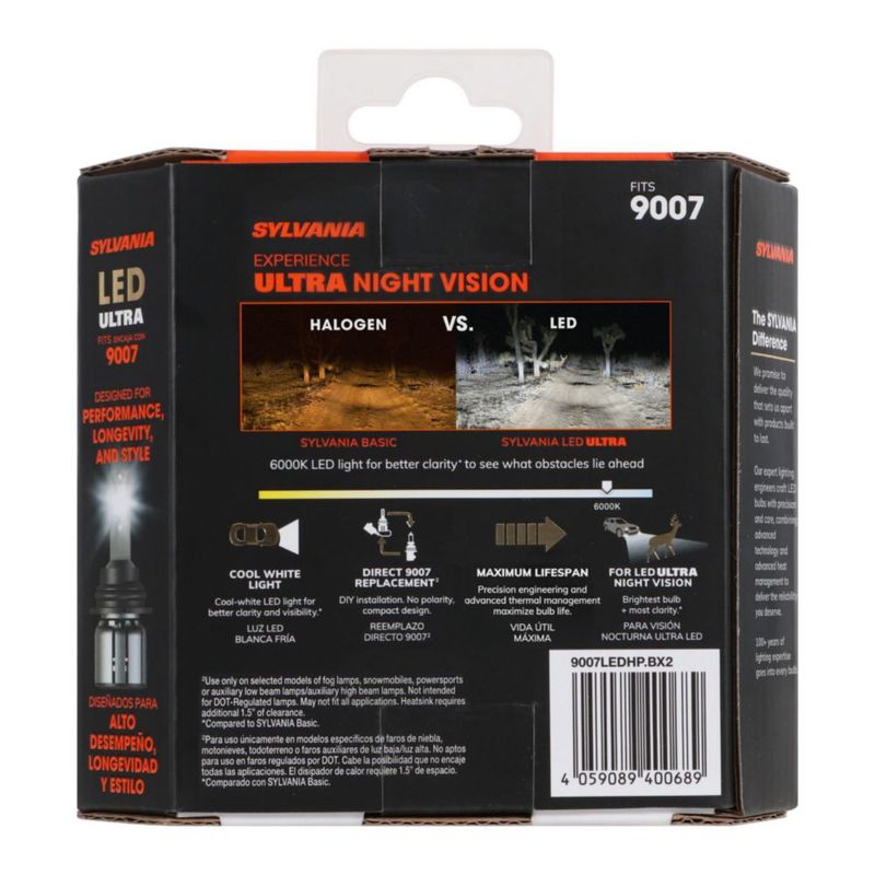 Bombilla LED SYLVANIA 9007 6000K Luz Fría paquete de 2