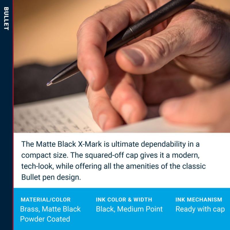 Bolígrafo Fisher X-Mark negro mate compacto con tapa plana
