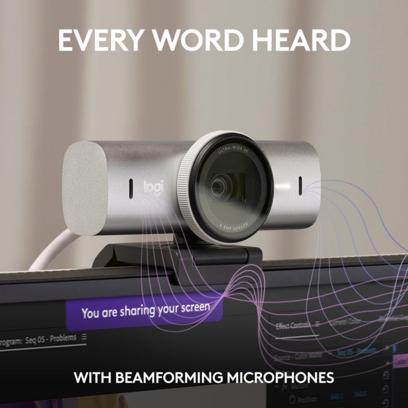 Cámara web Logitech MX Brio 4K gris pálido