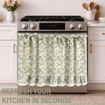 Cortinas para horno Cyberplex 77 cm Verde Salvia con Volantes y Encaje