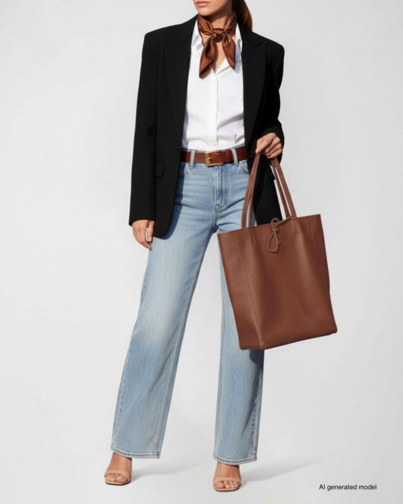 Bolso Tote TAKEASY de 37 cm Marrón de Cuero Holgado
