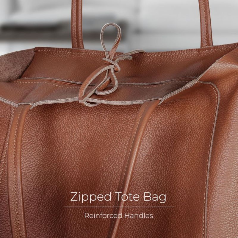 Bolso Tote TAKEASY de 37 cm Marrón de Cuero Holgado