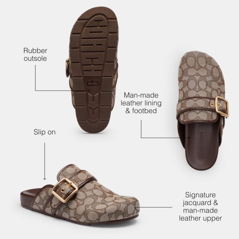 Zuecos de mujer Coach Archival Buckle Jacquard roble/arce talla 5