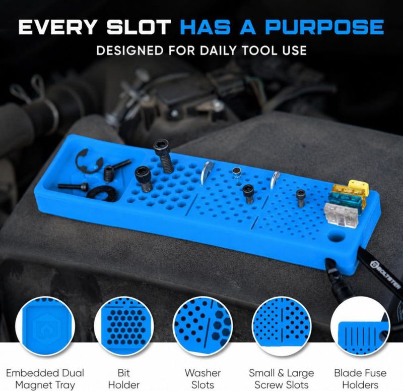 Organizador de Tornillos Boltster Magnético de Silicona Azul