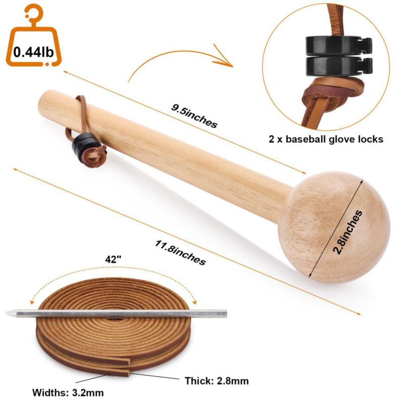 Kit de Martillo TeeLiy para Béisbol y Softbol – Mallete de 30 cm y Cuerdas de Cuero