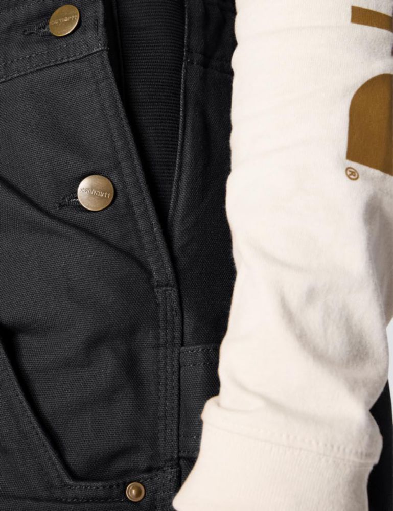 Overol tipo peto Carhartt negro talla pequeña con aislamiento y tela duck