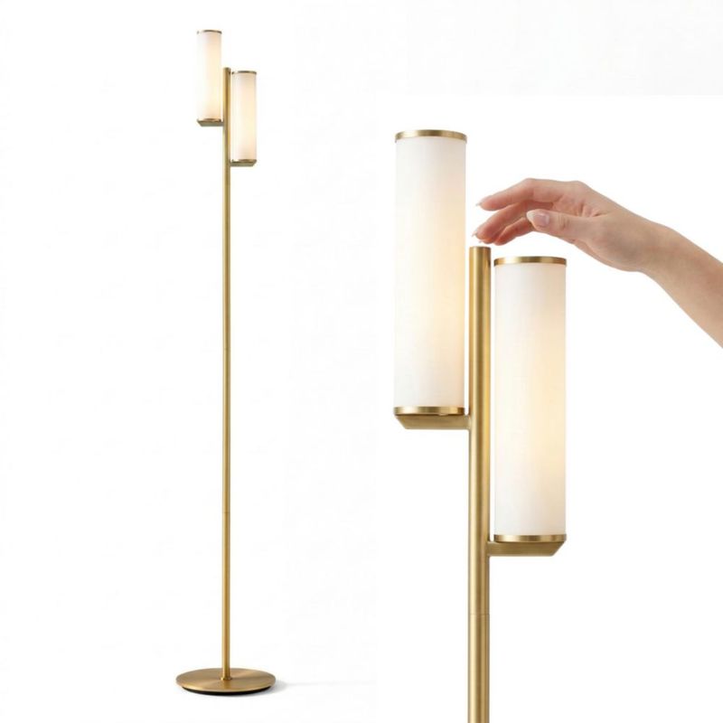 Lámpara de pie Brightech Gemini regulable dorada de 2 luces