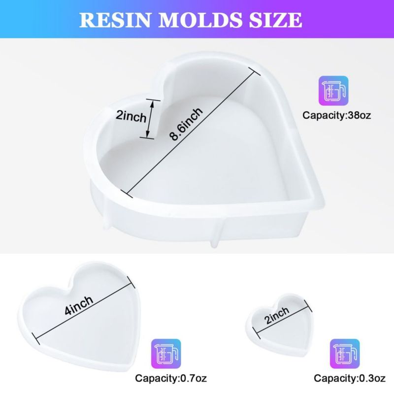 Molde de Resina KISREL en Forma de Corazón - Pack de 3