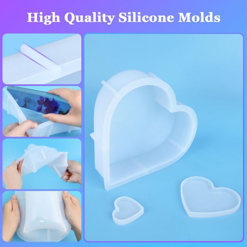 Molde de Resina KISREL en Forma de Corazón - Pack de 3
