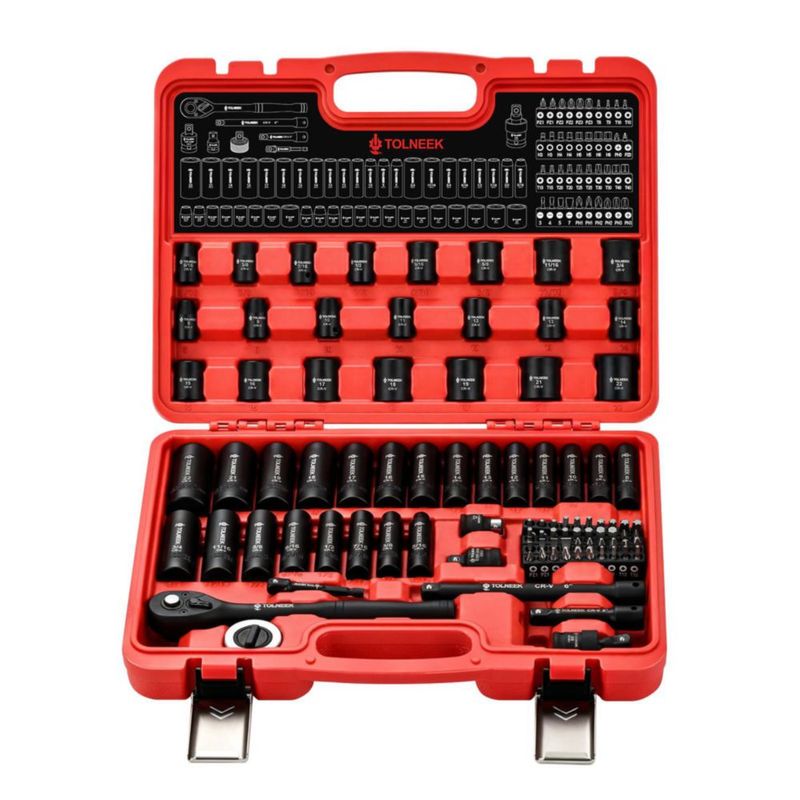Juego de Dados de Impacto Tolneek 92 piezas 8‑22 mm (3/8") Cr‑Mo