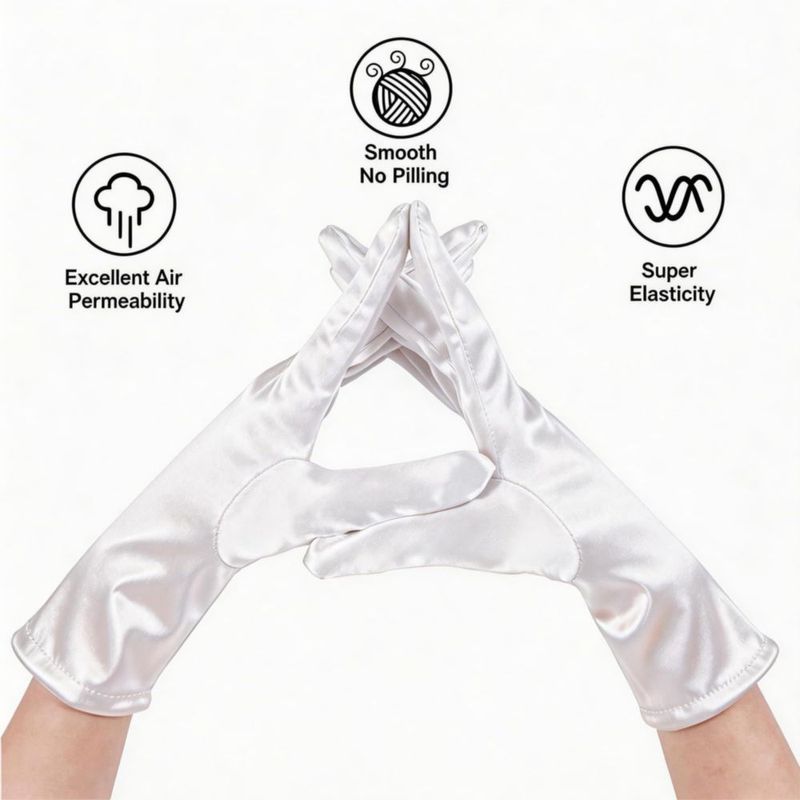 Guantes Lansian 23 cm Satín Blanco para Boda y Novia