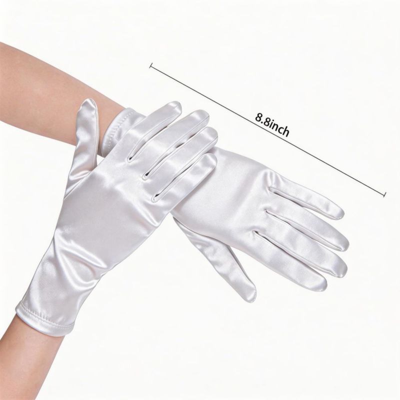 Guantes Lansian 23 cm Satín Blanco para Boda y Novia