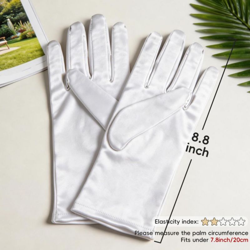 Guantes Lansian 23 cm Satín Blanco para Boda y Novia