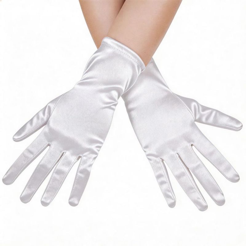 Guantes Lansian 23 cm Satín Blanco para Boda y Novia