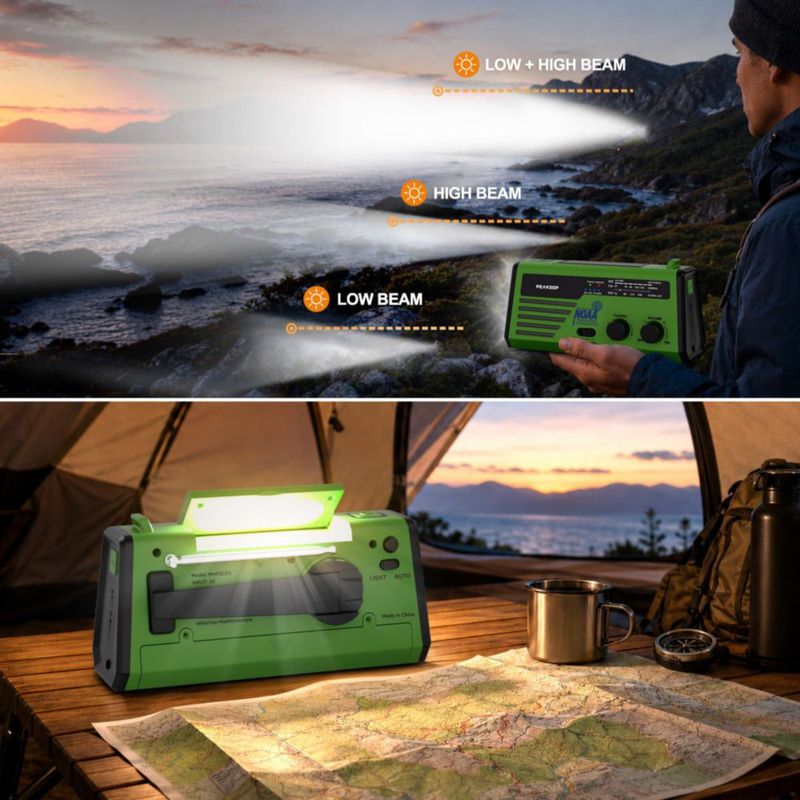RADIO Peakeep NOAA de Emergencia con Manivela y Solar - Negro