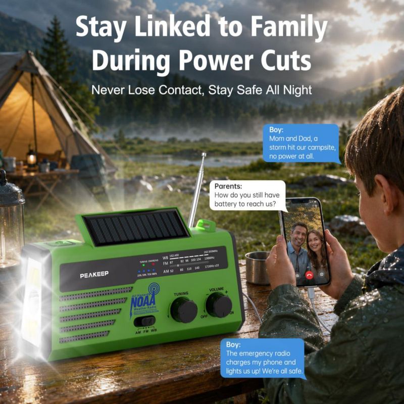 RADIO Peakeep NOAA de Emergencia con Manivela y Solar - Negro