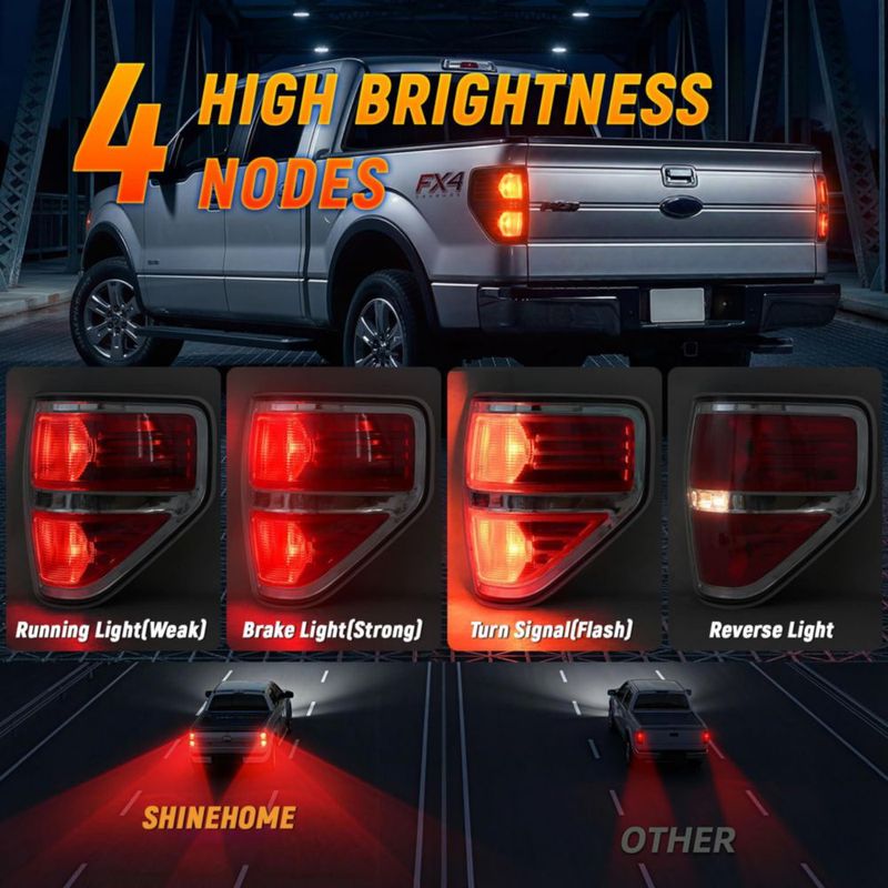Luces traseras SHINEHOME Ford F150 2009‑2014 impermeables IP68