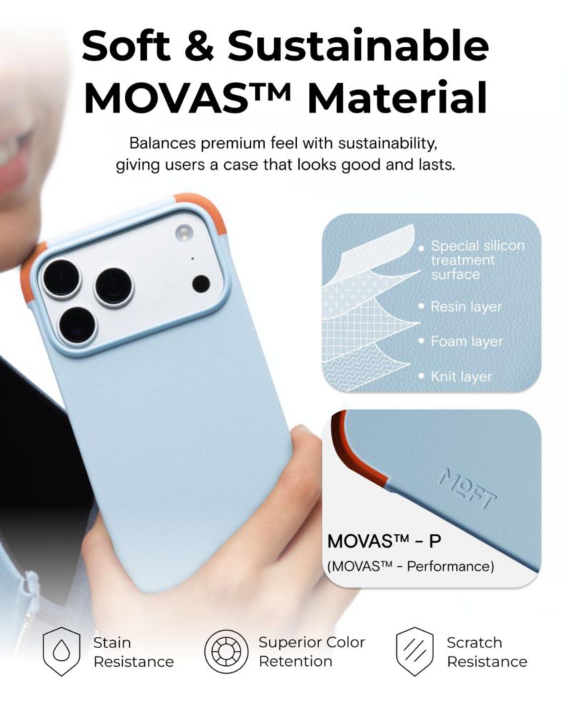 Funda MOFT para iPhone 17 Pro Max de 075 mm en cuero vegano