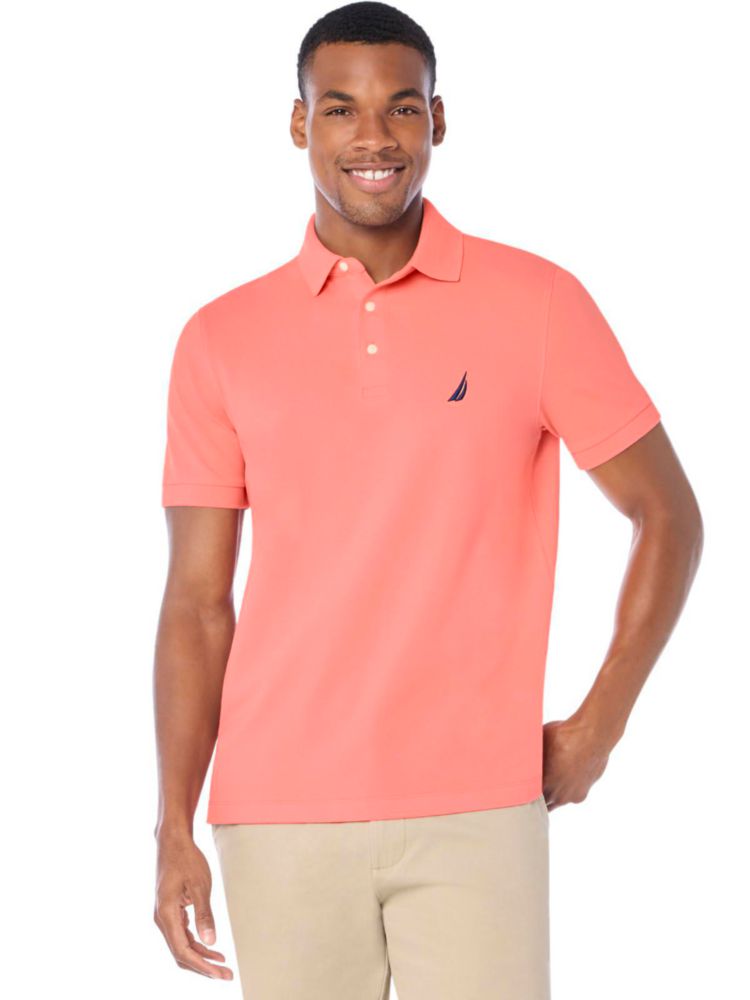Camisa Polo Nautica de Algodón Piqué Elástico Coral Pálido Talla M