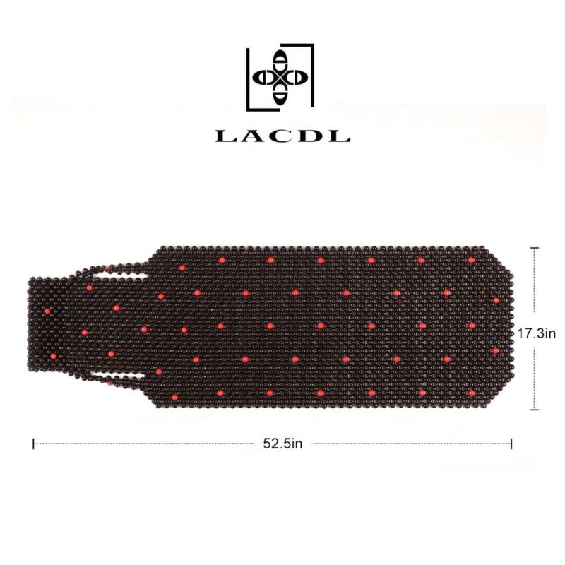Cubre Asiento LACDL 44x134 cm con Cuentas de Madera y Detalles Rojos