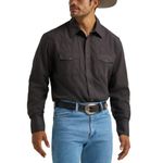 Camisa Wrangler negra de manga larga con botones de presión algodón