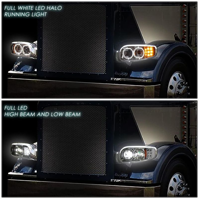 Faros LED cromo DNA MOTORING para Peterbilt 389 2008‑2022