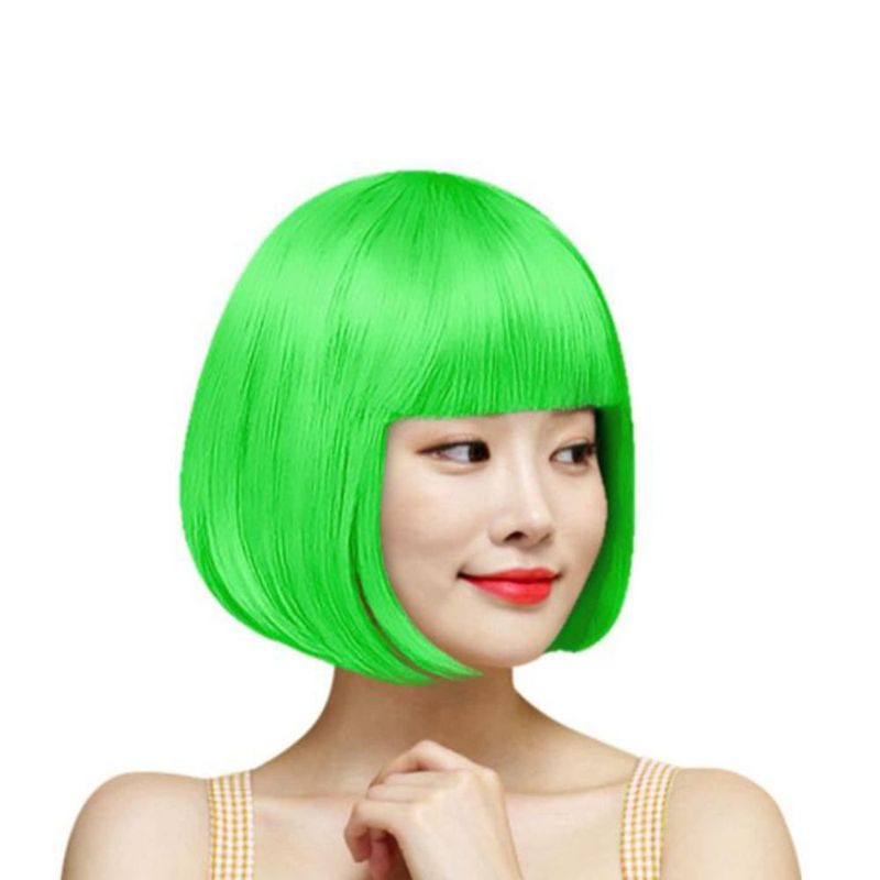 Set de 4 pelucas CiCy Bob corto colores neón para fiesta