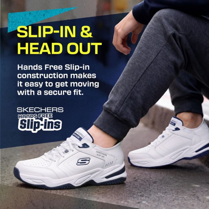 Zapatilla Skechers Durham Slip‑in Blanca/Azul Marino 30 cm