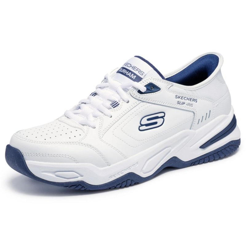 Zapatilla Skechers Durham Slip‑in Blanca/Azul Marino 30 cm
