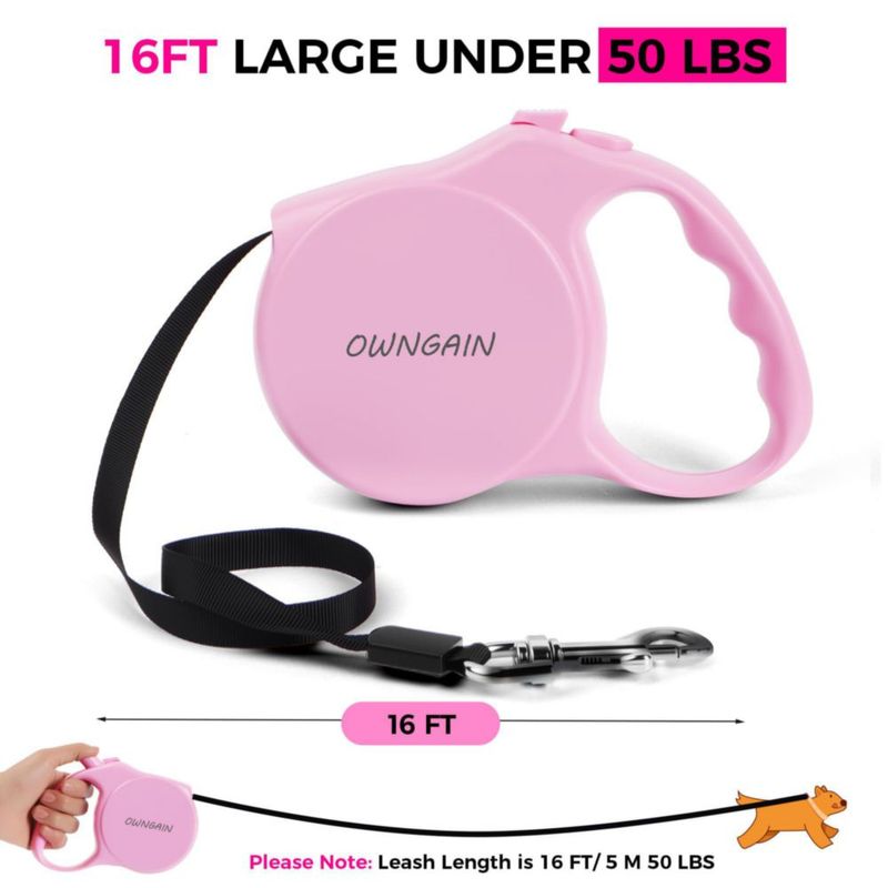 Correa retráctil OWNGAIN 5 m rosa – pequeña