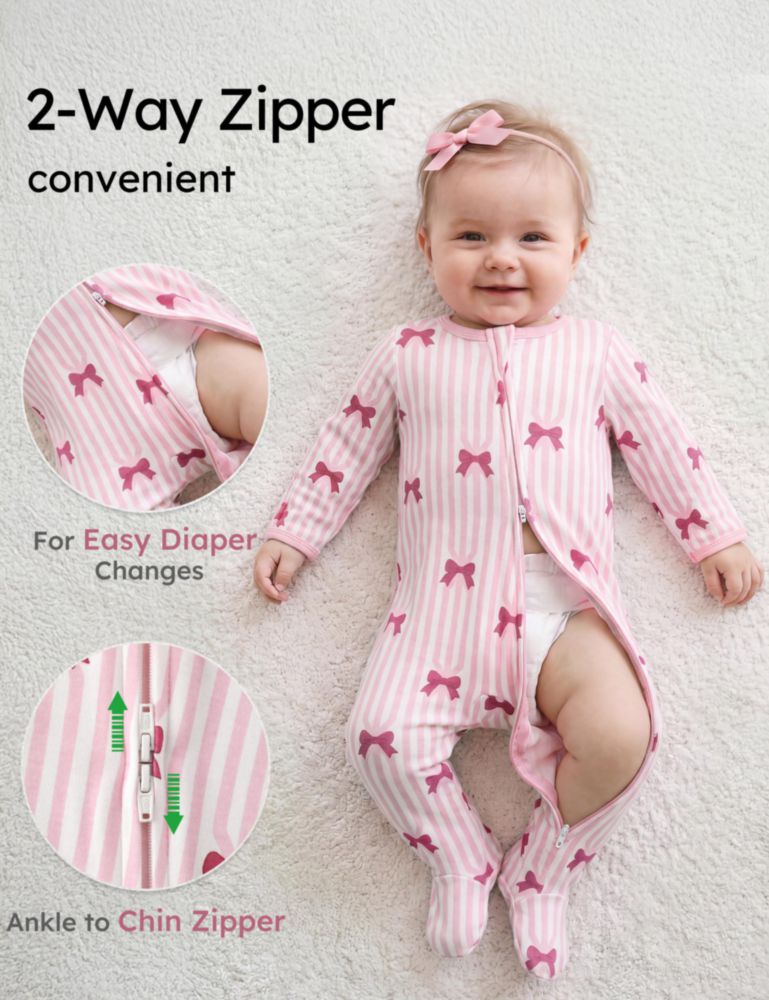 Pijamas para bebé Yoofoss Pack de 3 algodón orgánico con pies
