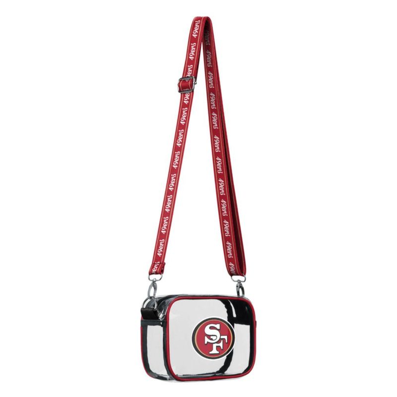 Bolso cruzado FOCO 20 cm 49ers NFL con franjas del equipo y material transparente