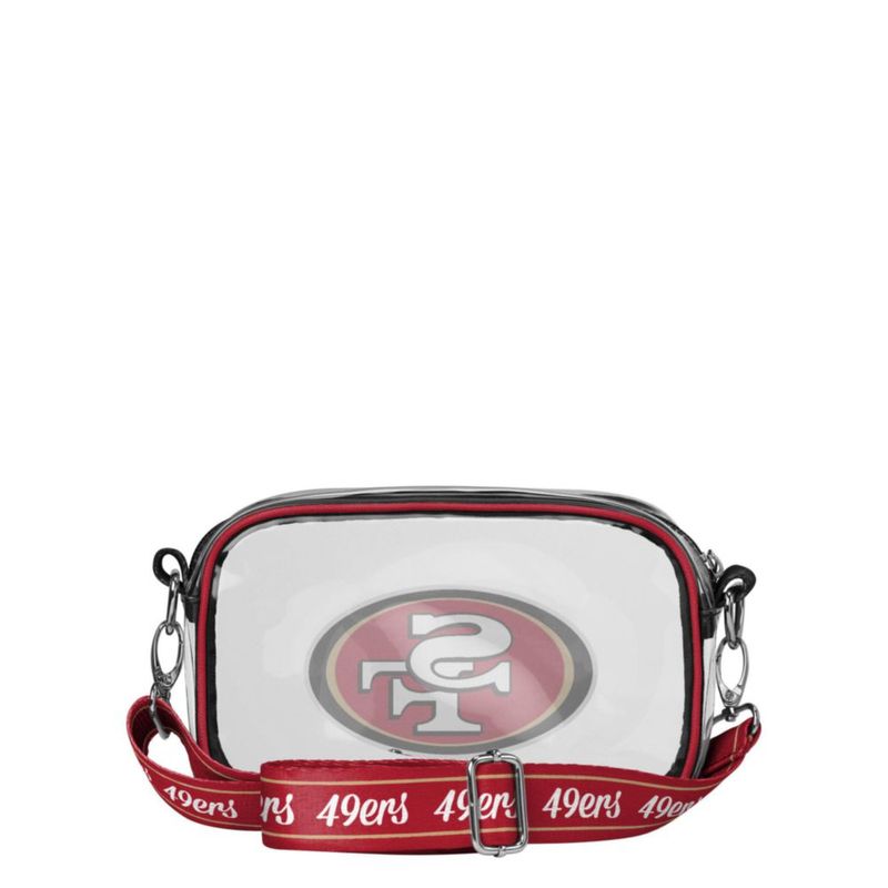 Bolso cruzado FOCO 20 cm 49ers NFL con franjas del equipo y material transparente