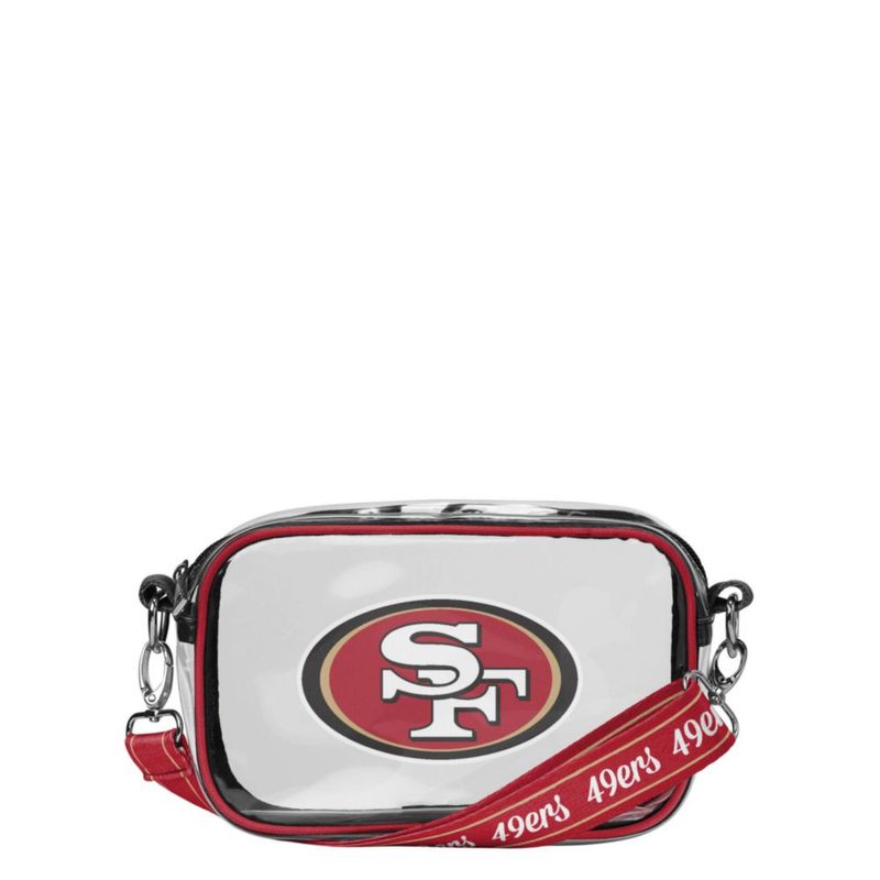 Bolso cruzado FOCO 20 cm 49ers NFL con franjas del equipo y material transparente