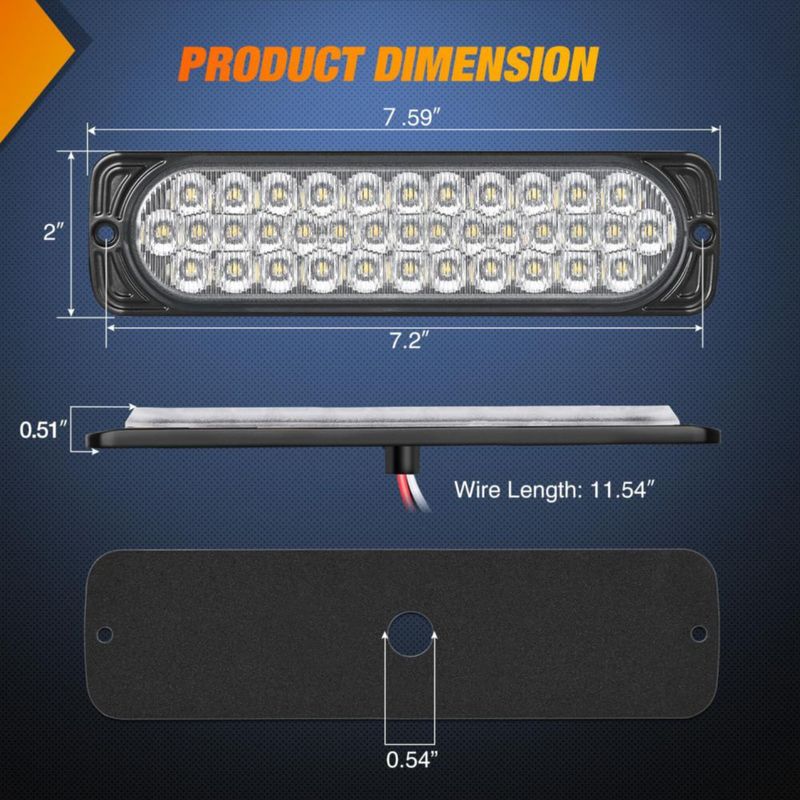 Luz trasera Nilight de 19 cm aluminio 36 LED paquete de 2