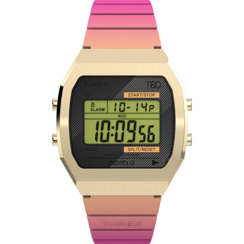 Reloj Timex T80 Unisex Acero 36 mm Correa Rosa Digital