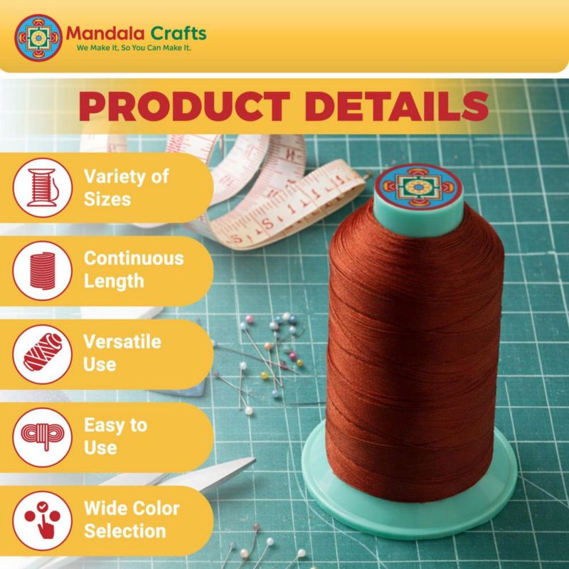 Hilo de Nylon Mandala Crafts T70 #69 210D/3 - 1500 yardas - Negro