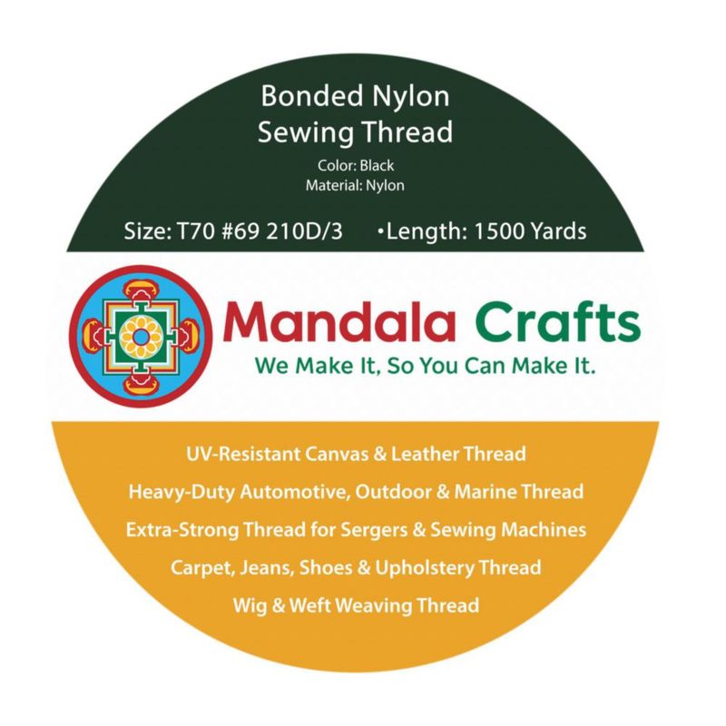Hilo de Nylon Mandala Crafts T70 #69 210D/3 - 1500 yardas - Negro