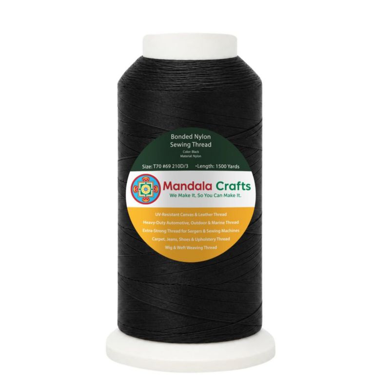 Hilo de Nylon Mandala Crafts T70 #69 210D/3 - 1500 yardas - Negro