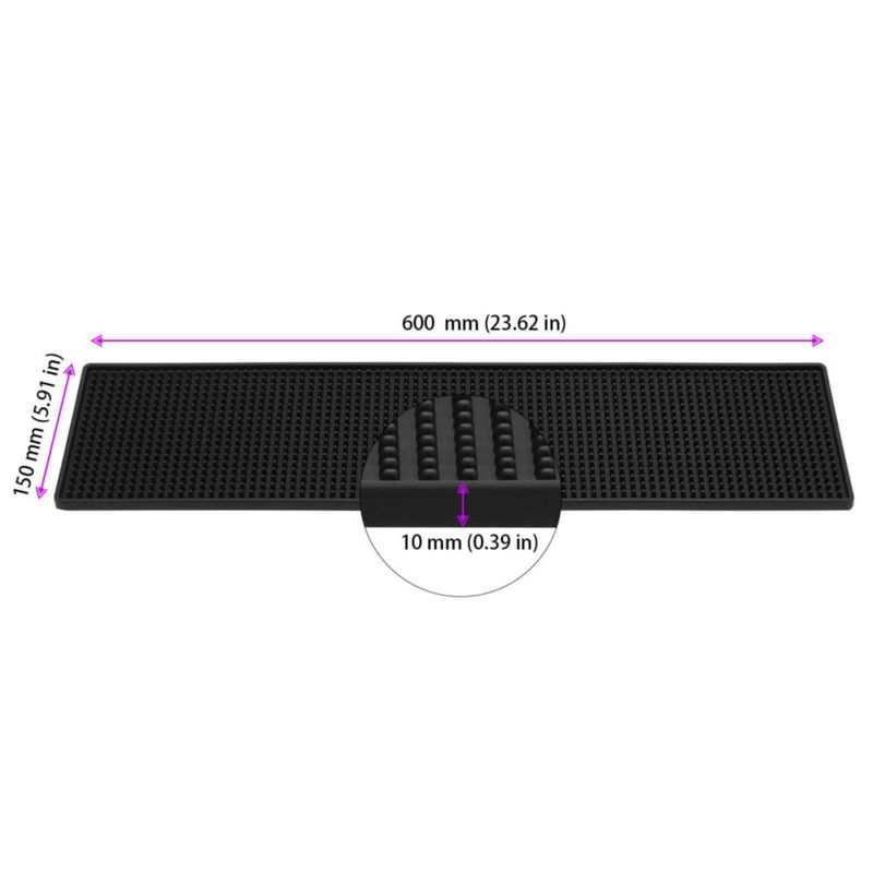 Alfombrillas de barra FUNSUEI 4 piezas 15x60 cm negras de PVC antideslizantes