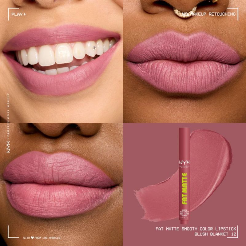Lápiz labial NYX PROFESSIONAL MAKEUP Fat Matte Blush Blanket (Malva) – Vegano