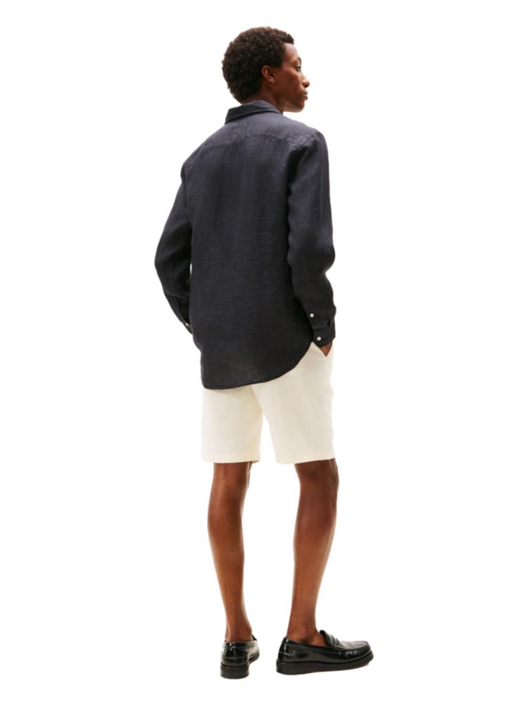 Camisa Tommy Hilfiger de lino negra corte regular talla grande