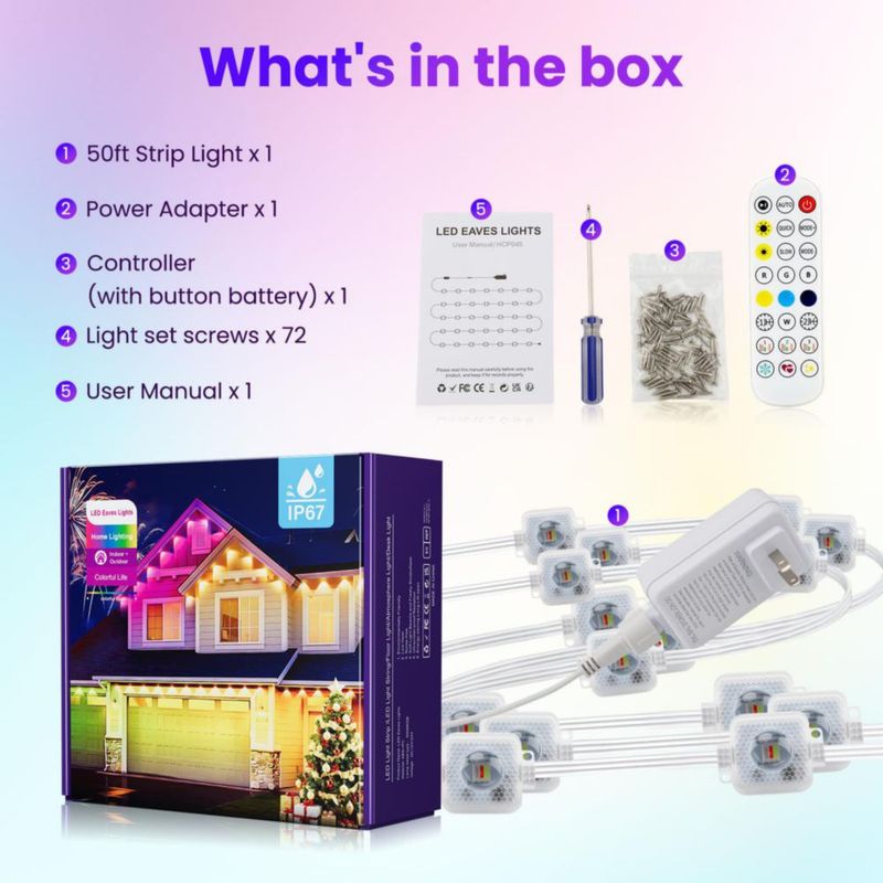 Luces de cadena PanAdventure 30 m RGB con control por app IP67
