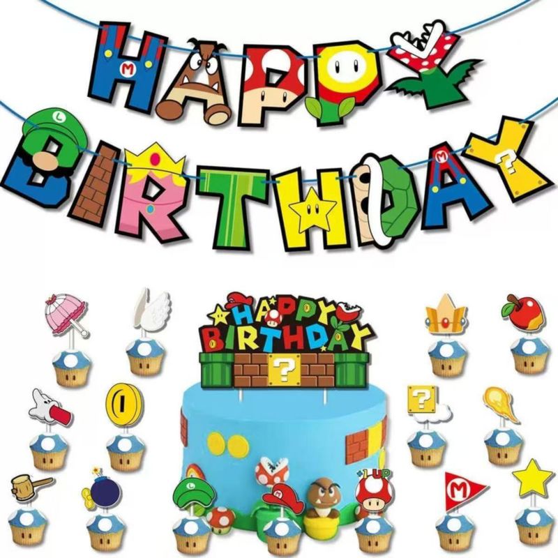 Pack de Decoración para Fiesta PEACHPUNK Tema Mario