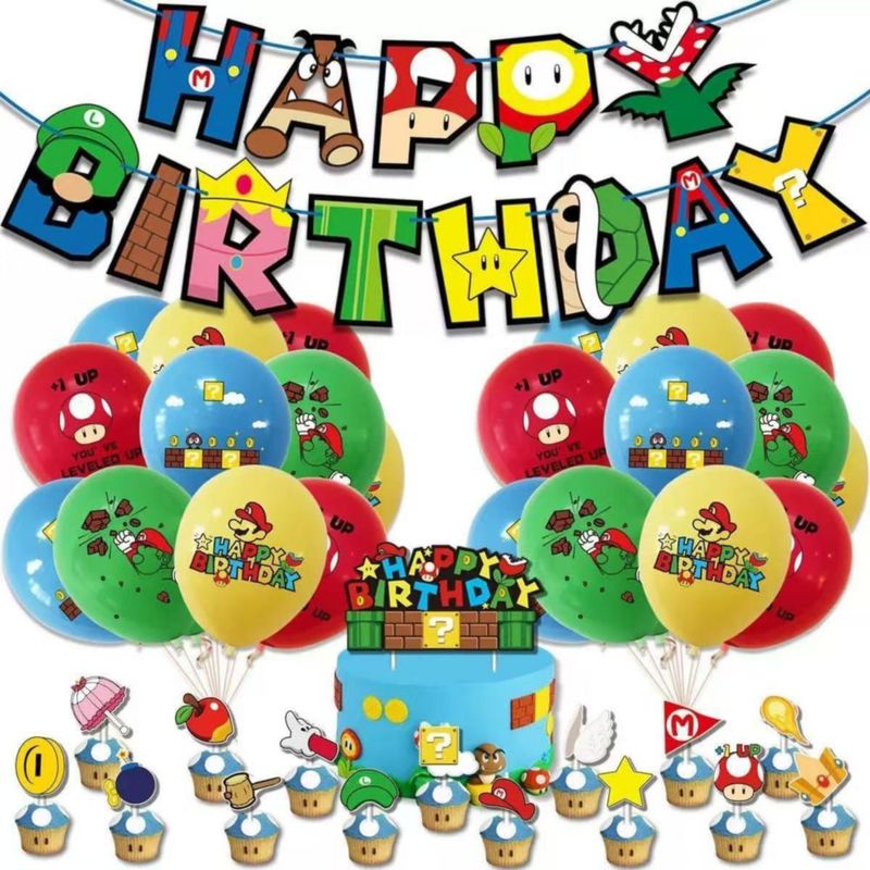 Pack de Decoración para Fiesta PEACHPUNK Tema Mario