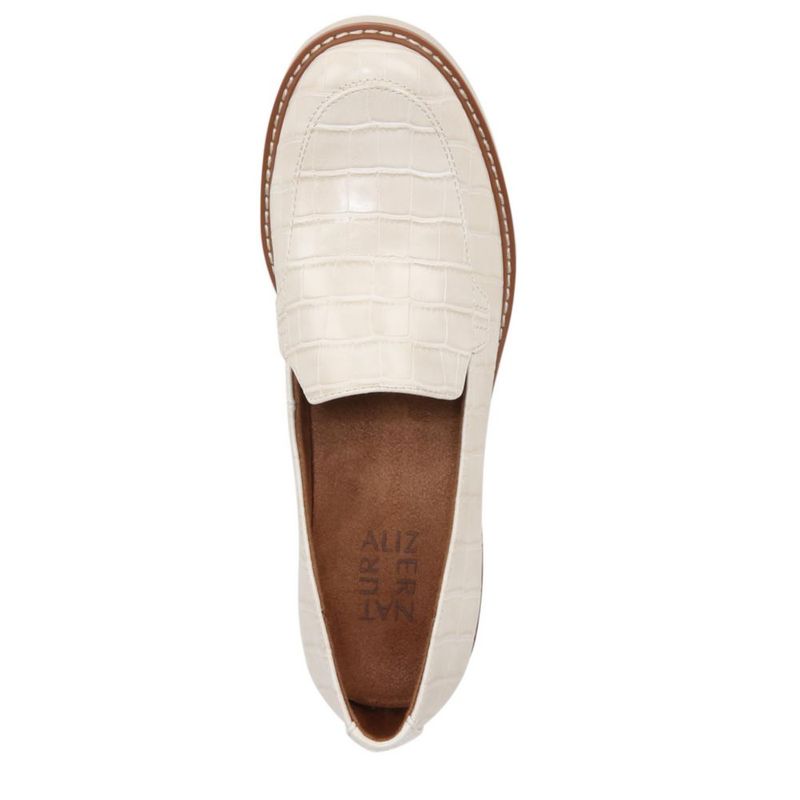 Mocasín de tacón Naturalizer Cabaret Blanco con estampado de cocodrilo - Talla 10 M
