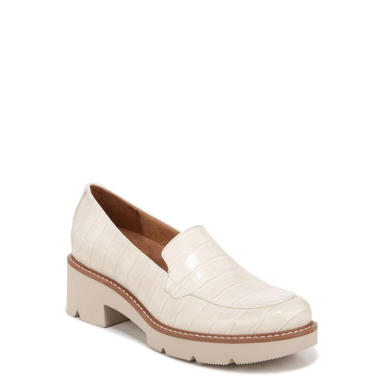 Mocasín de tacón Naturalizer Cabaret Blanco con estampado de cocodrilo - Talla 10 M