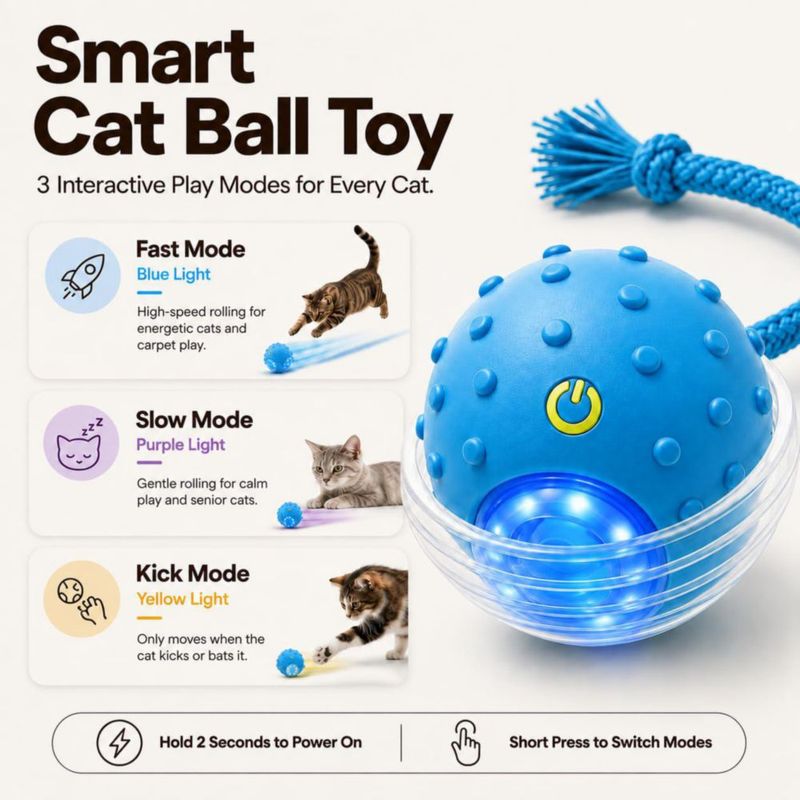 Juguete para Gato Outdoll Interactivo Rodante Activado por Movimiento